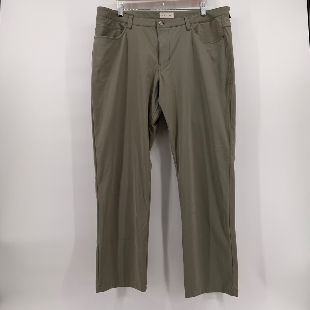 Rye 51 Mens 40x32 Performance Chino Pants Khaki Green Straight Leg Trousers